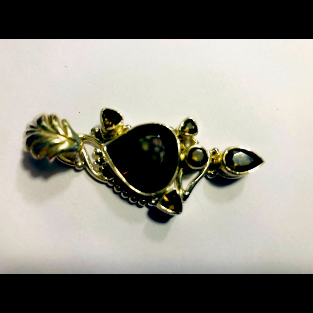 925 silver and brown quartz